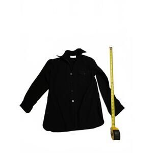 Vtg USN Military Black Wool Button Shirt